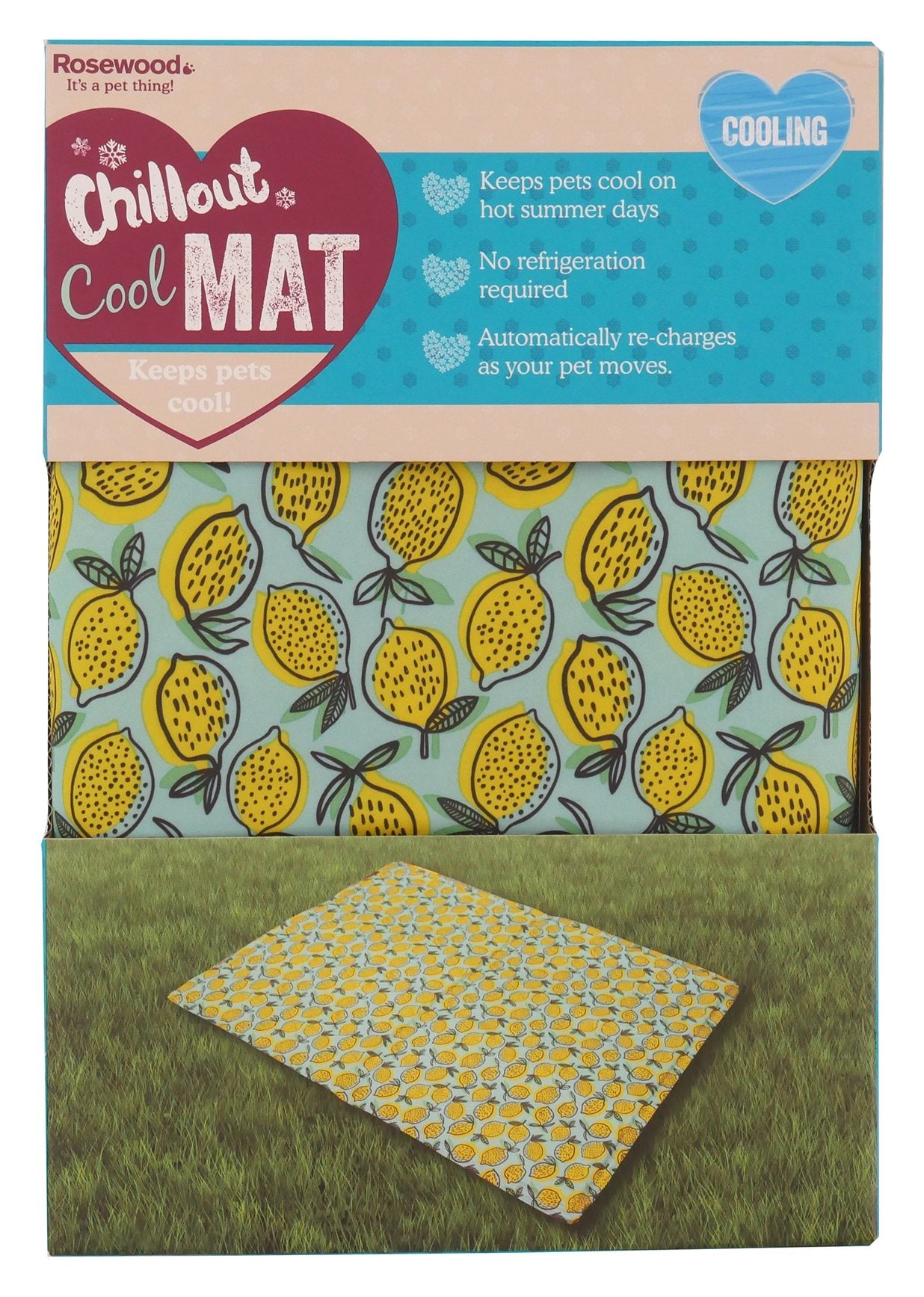 Rosewood Lemon Print Rectangular Pet Cool Mat