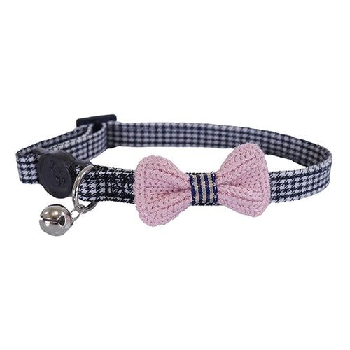 Cat Collar Designer Pink Bow Dogtooth for dogs and pet-parent routines