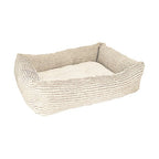 Beige Jumbo Cord / Teddy Square Bed for dogs and pet-parent routines