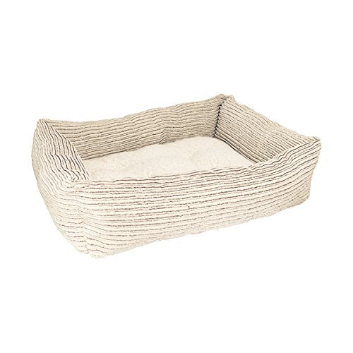 Beige Jumbo Cord / Teddy Square Bed for dogs and pet-parent routines