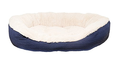 Navy Cable Knit Oval Bed for dogs and pet-parent routines