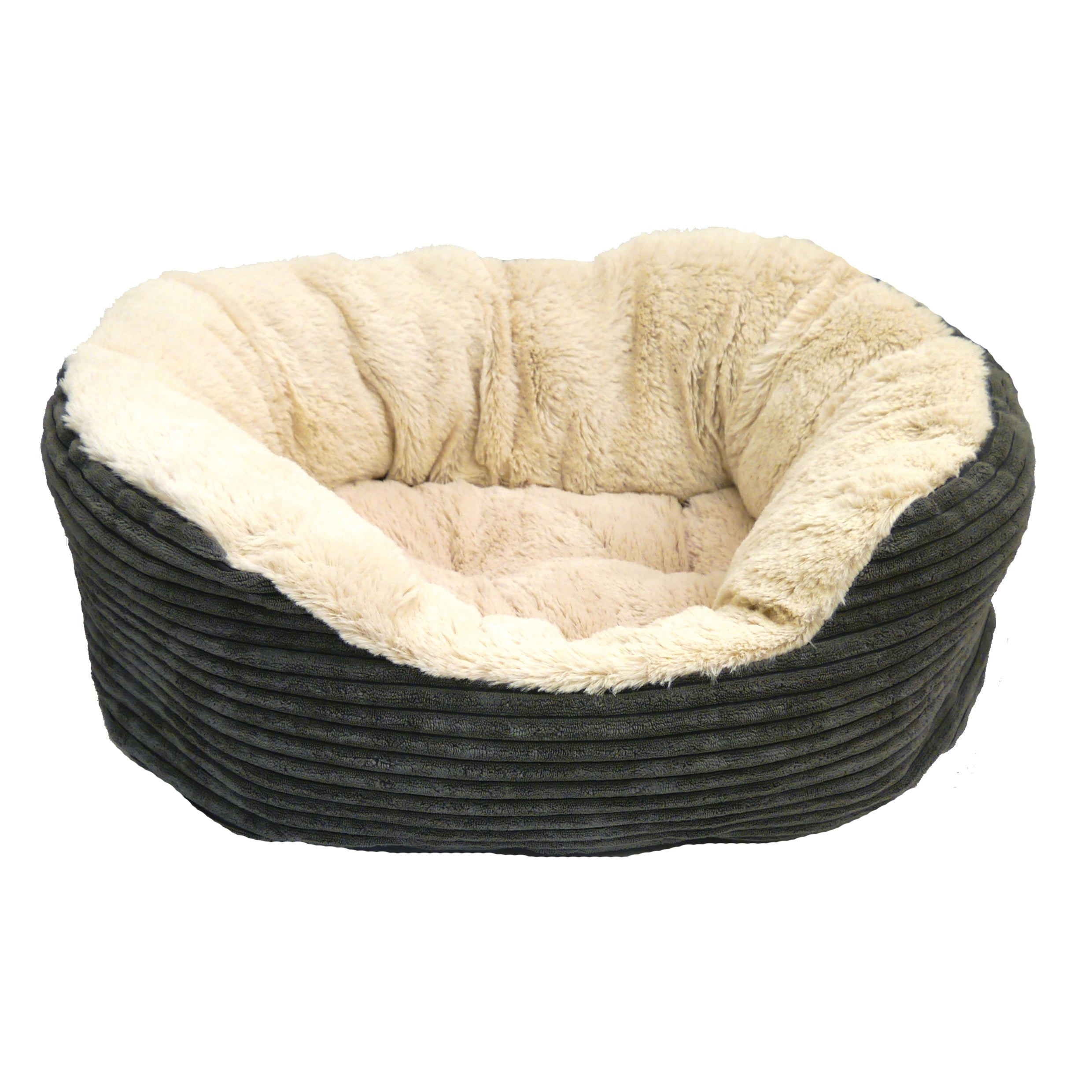 Rosewood Grey Jumbo Cord/Plush Oval Bed for dogs and pet-parent routines