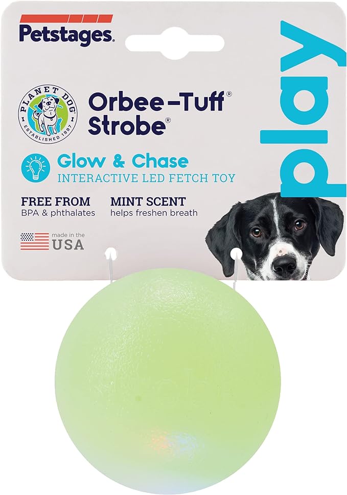 Petstages Orbee-Tuff Strobe Ball for dogs and pet-parent routines
