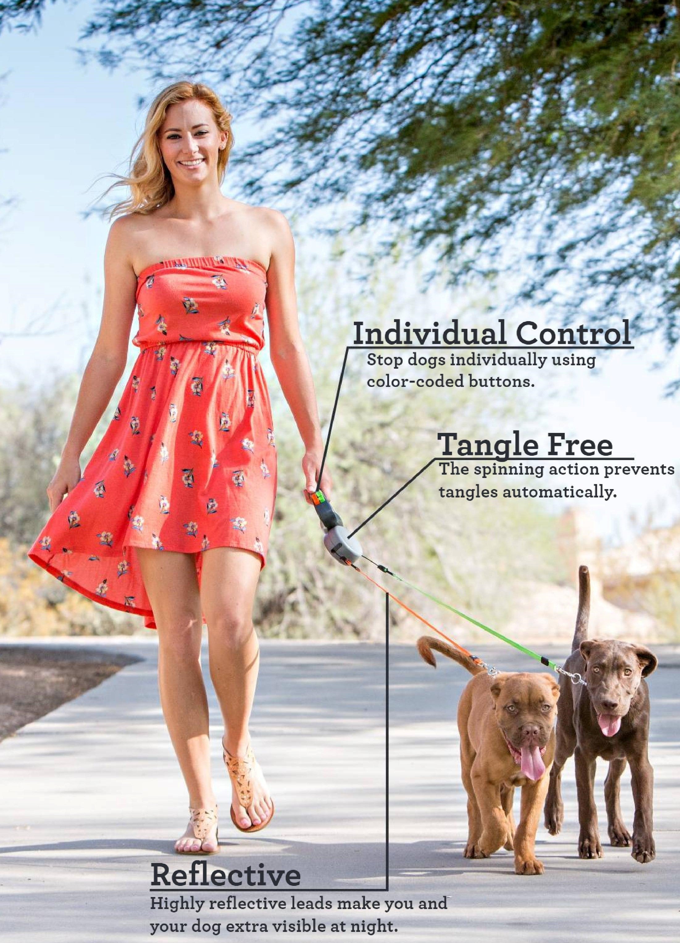 Wigzi Dual Doggie Retractable Leash