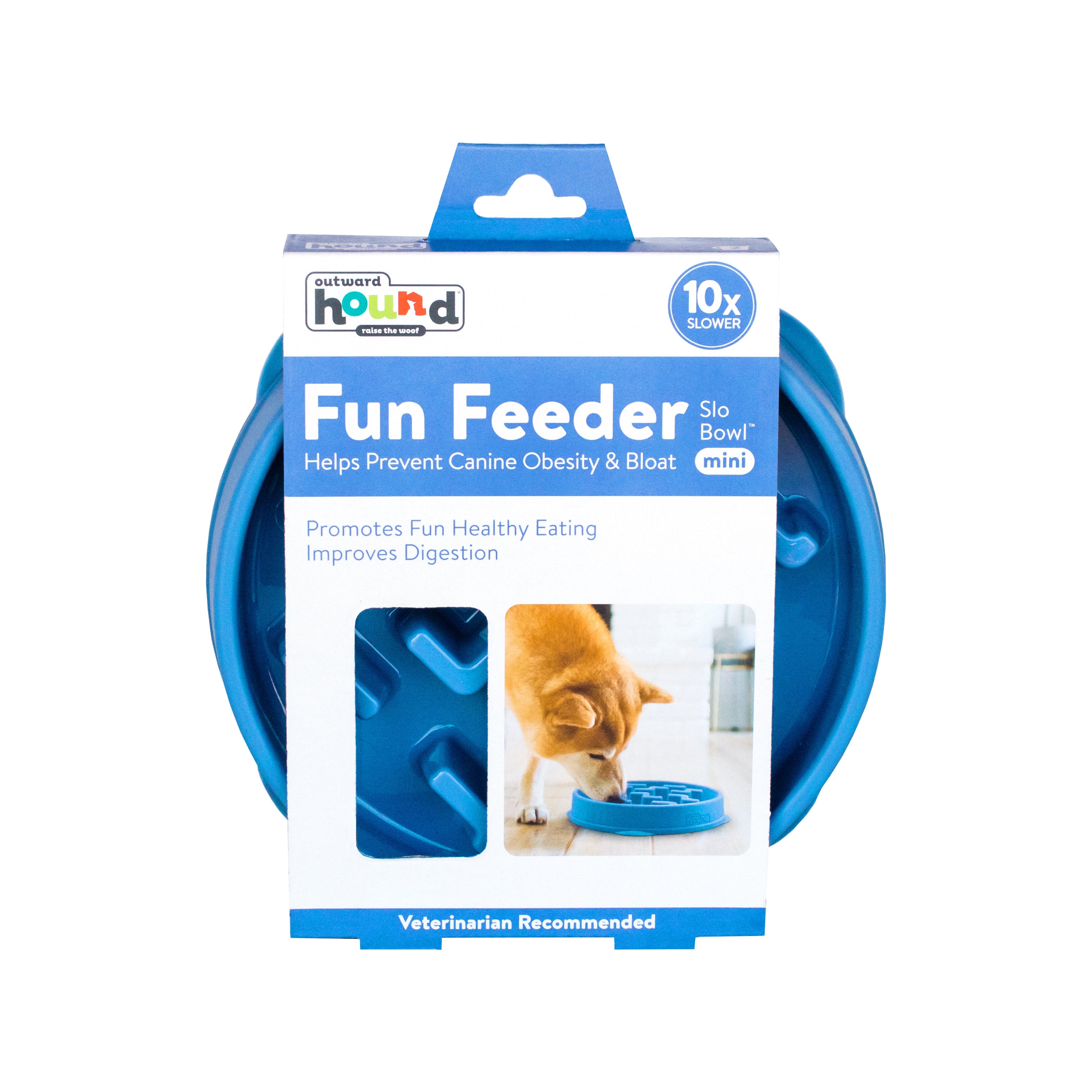 Outward Hound Fun Feeder Notch Blue - Slow Feeder Dog Bowl for Fast Eaters