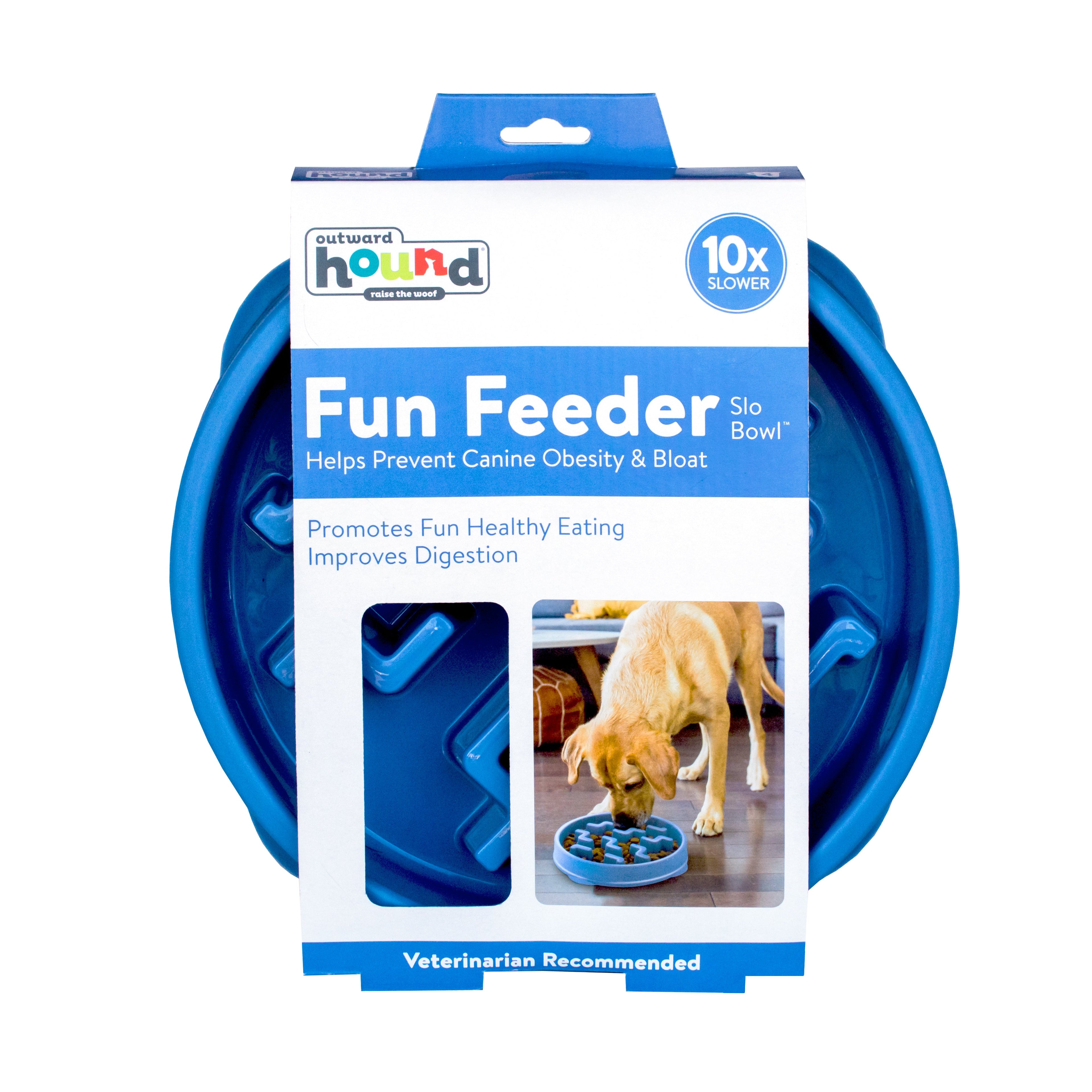 Outward Hound Fun Feeder Notch Blue - Slow Feeder Dog Bowl for Fast Eaters